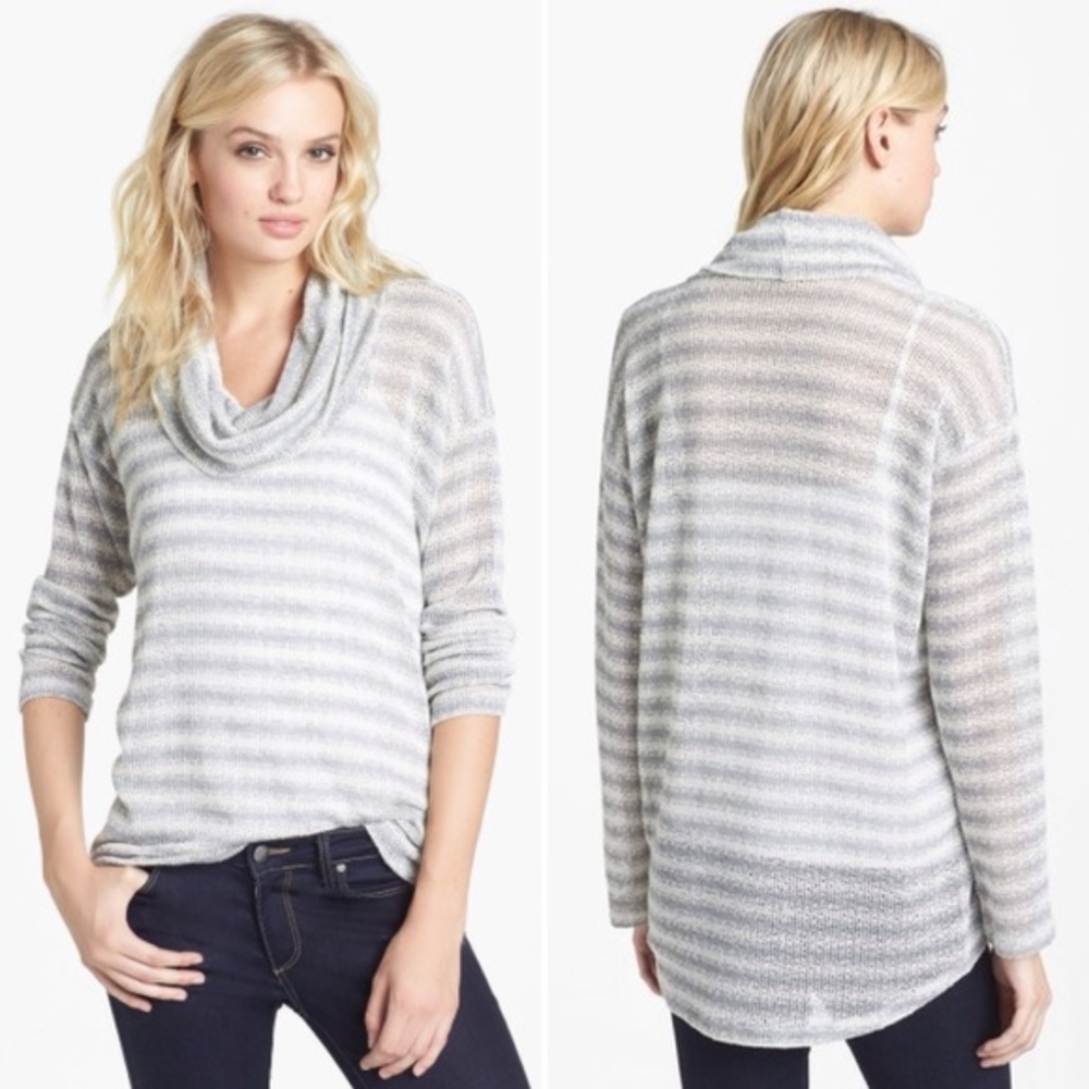 Splendid Anthwerp Cowl Neck Sweater Striped Medium
